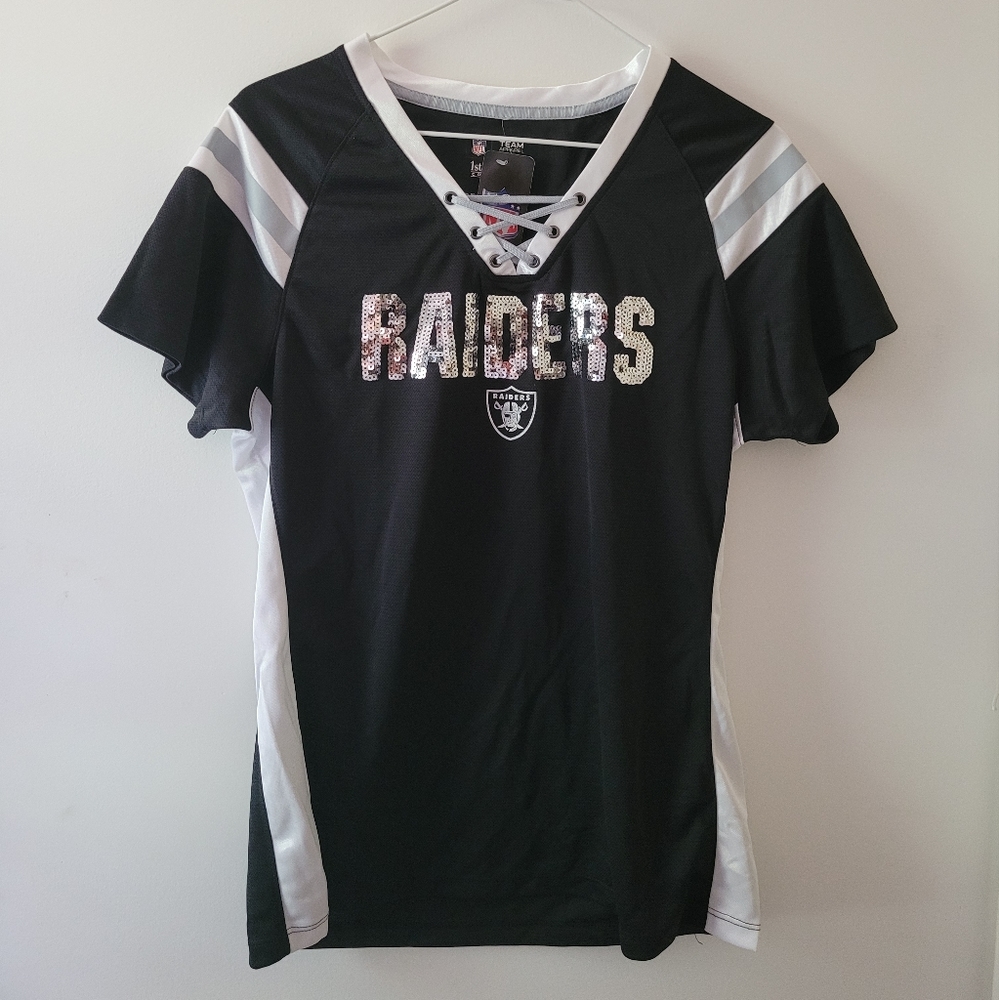 NFL Las Vegas Raiders Women's lace-up sequin jersey (new with tags)